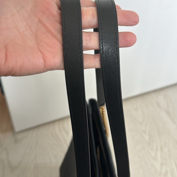 Authentic Black Saint Laurent Large Tribeca Chevron Bag - Picture 4 of 7